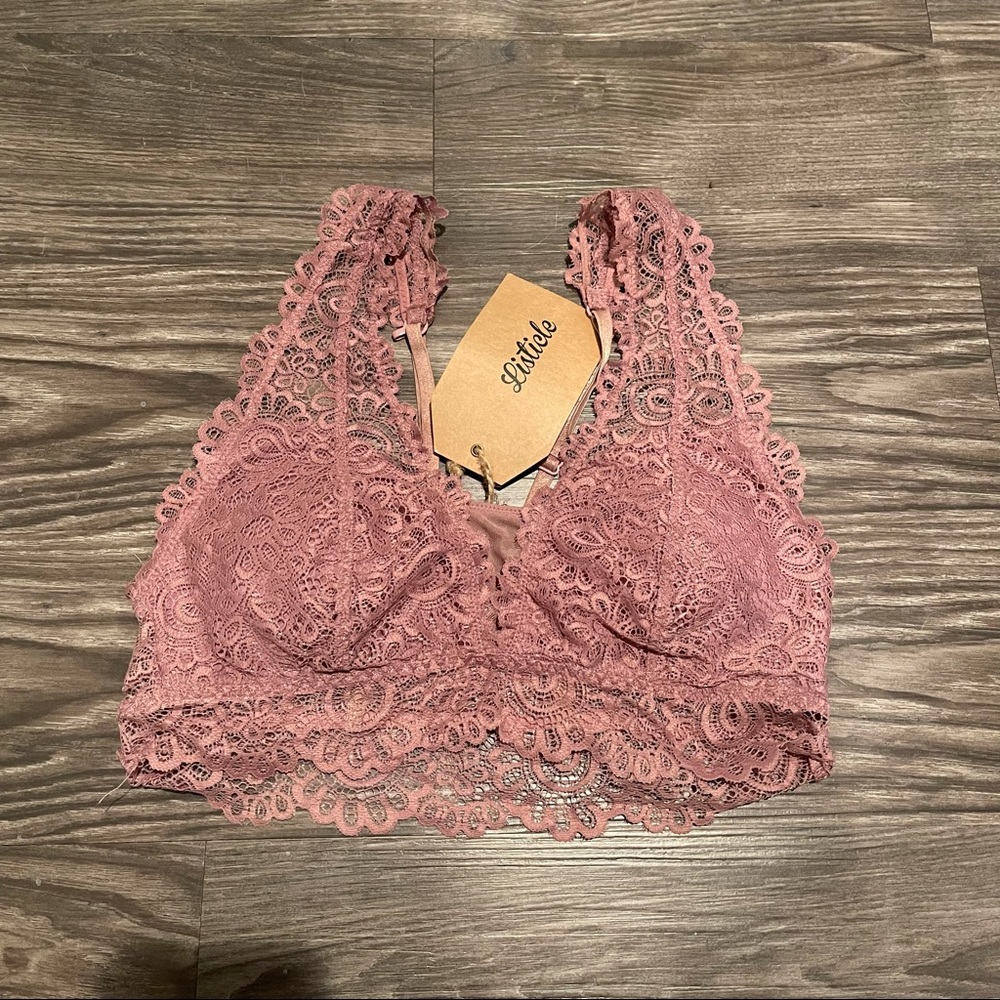 Listicle Mauve Lace Bralette - Size Medium